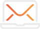 Ícone caixa de email branco e laranja